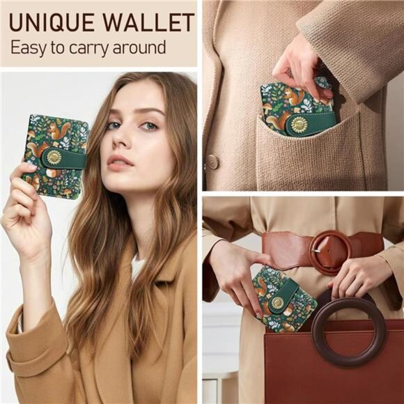 Small Wallet Zipper Coin Pocket PU Leather Cute Squirrels - Picture 2 of 6